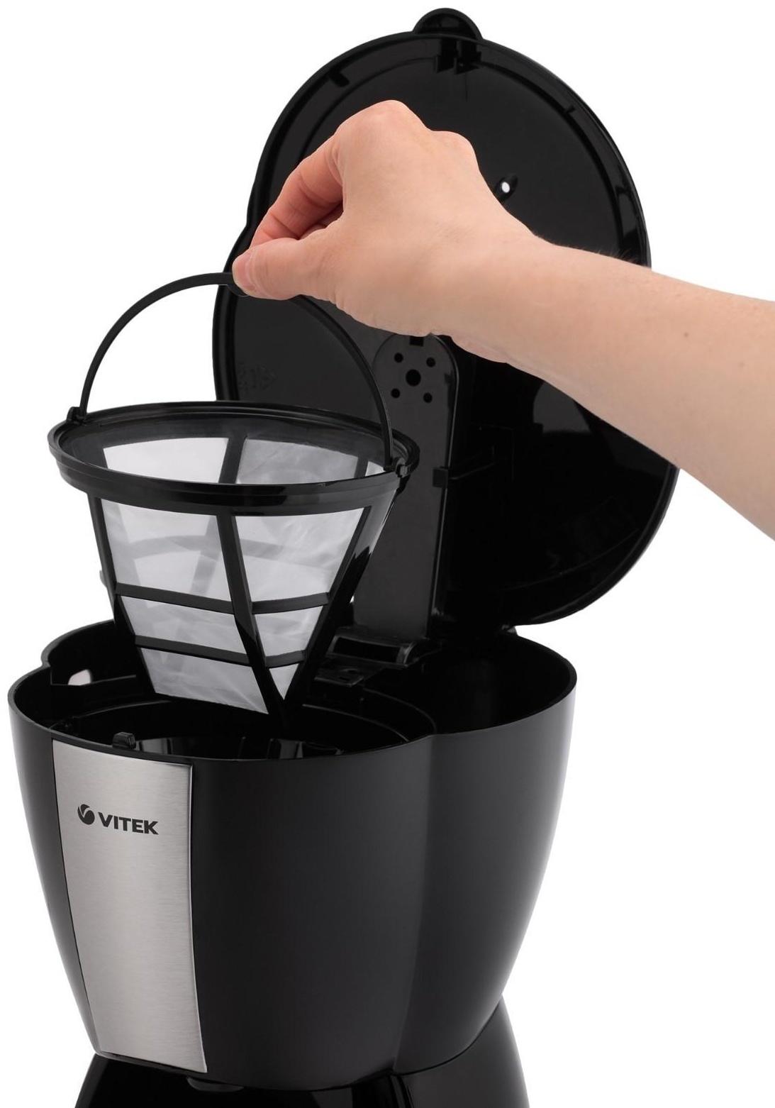 Кофеварка Vitek VT-1503 BK, капельная, 900 Вт, 1.2 л, чёрная