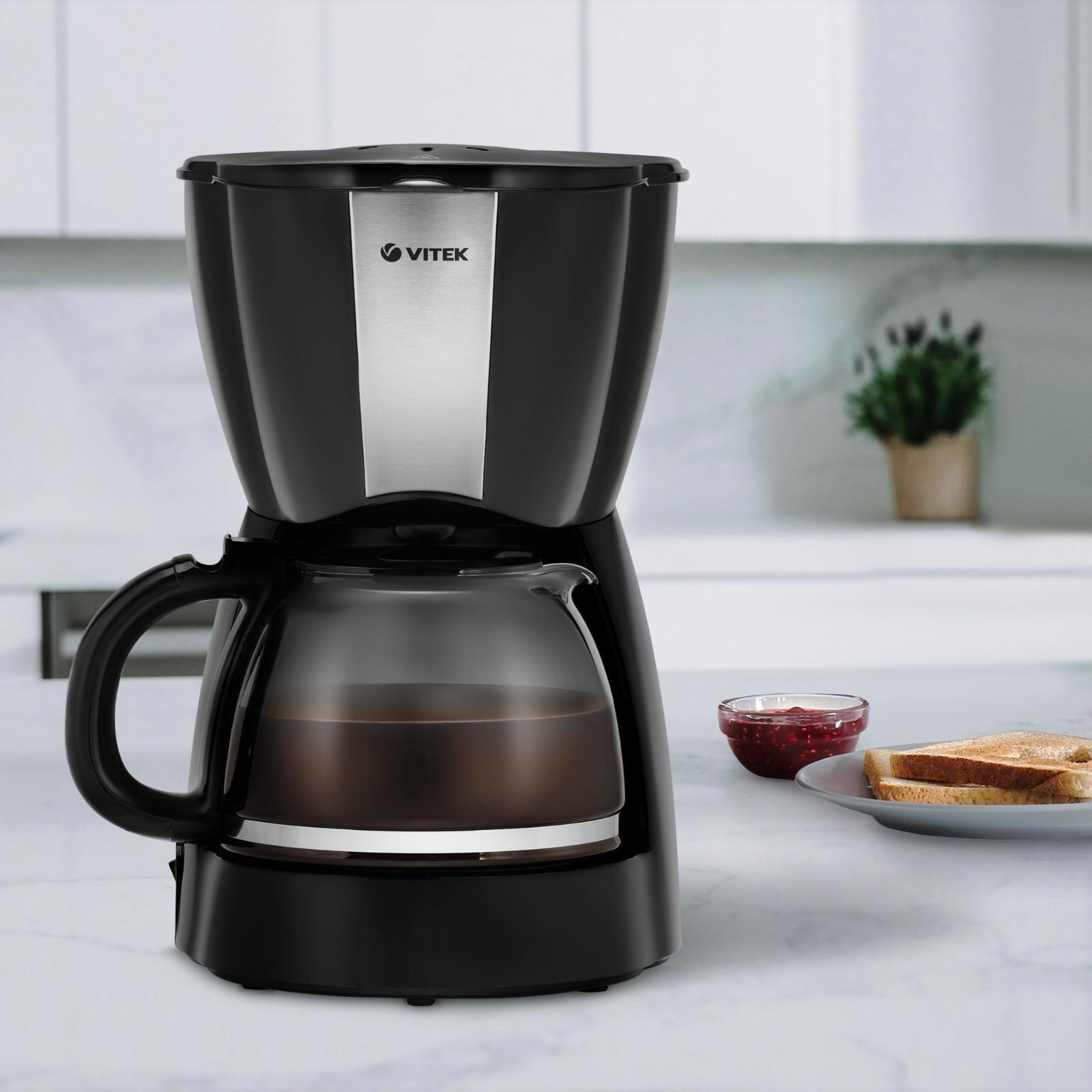 Кофеварка Vitek VT-1503 BK, капельная, 900 Вт, 1.2 л, чёрная