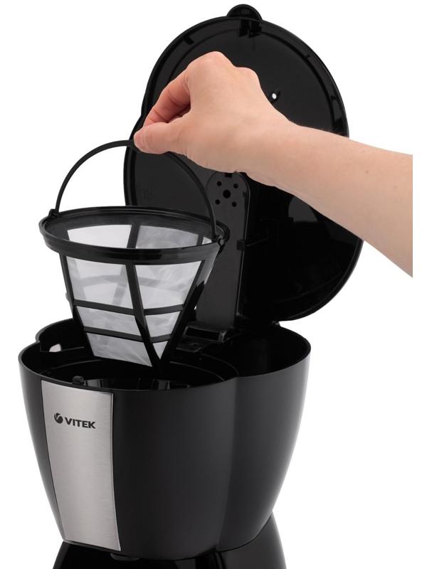 Кофеварка Vitek VT-1503 BK, капельная, 900 Вт, 1.2 л, чёрная