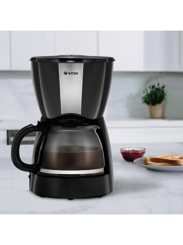 Кофеварка Vitek VT-1503 BK, капельная, 900 Вт, 1.2 л, чёрная