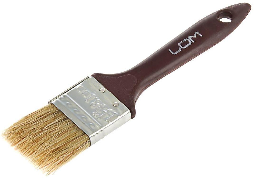 Кисть плоская ЛОМ, натуральная щетина, пластиковая рукоятка, 1.5