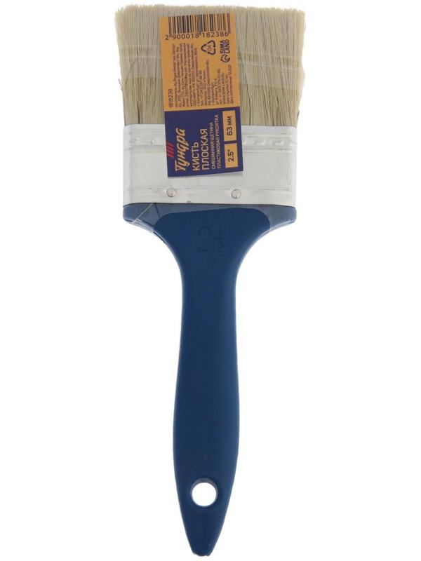 Кисть плоская ТУНДРА, смешанная щетина, пластиковая рукоятка, 2.5