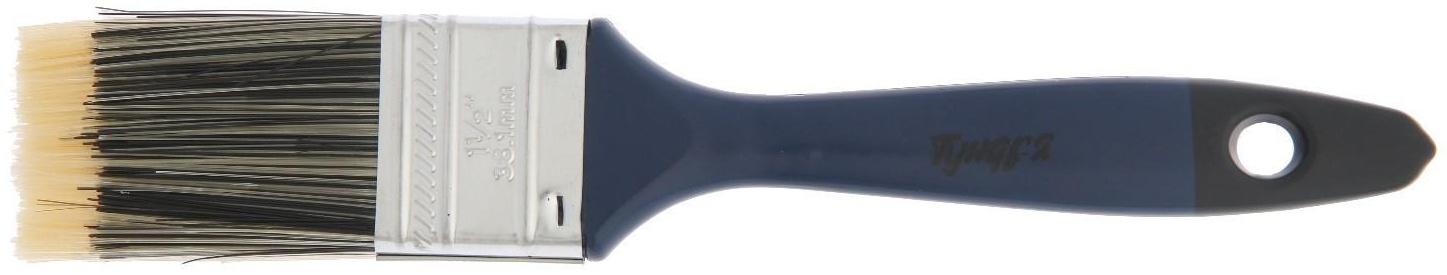 Кисть плоская ТУНДРА, искусственная щетина, пластиковая рукоятка, 1.5