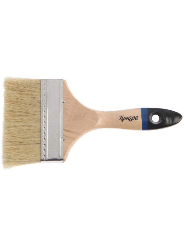 Кисть плоская ТУНДРА, натуральная щетина, деревянная рукоятка, 5
