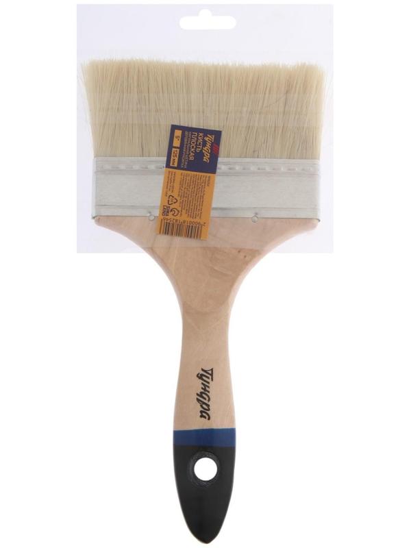Кисть плоская ТУНДРА, натуральная щетина, деревянная рукоятка, 5