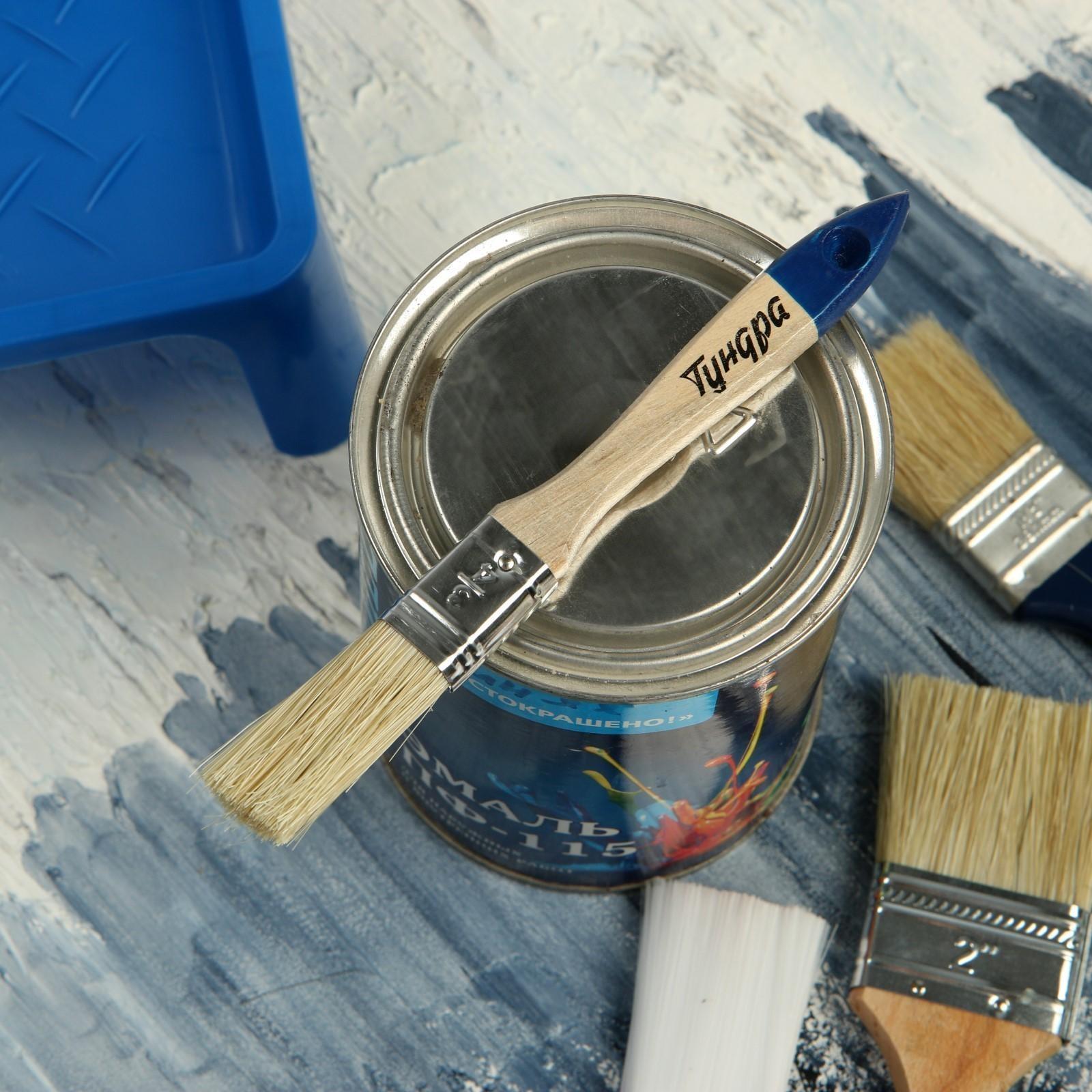 Кисть плоская ТУНДРА, натуральная щетина, деревянная рукоятка, 3/4