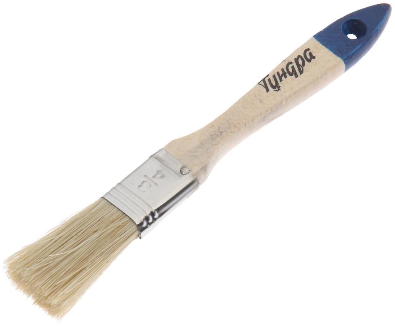 Кисть плоская ТУНДРА, натуральная щетина, деревянная рукоятка, 3/4