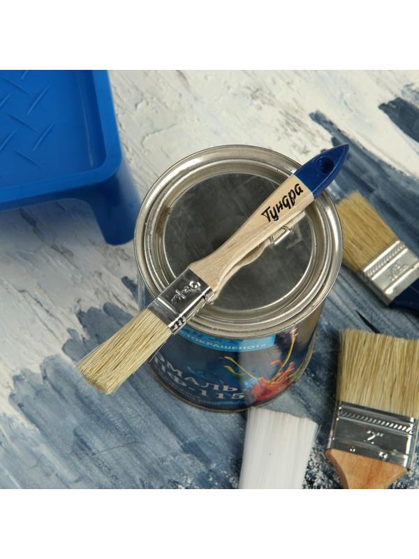 Кисть плоская ТУНДРА, натуральная щетина, деревянная рукоятка, 3/4