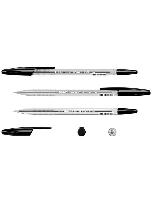 Ручка шариковая Erich Krause R-301 Classic Stick, узел 1.0 мм, чернила чёрные, длина линии письма 2000 метров, штрихкод на ручке