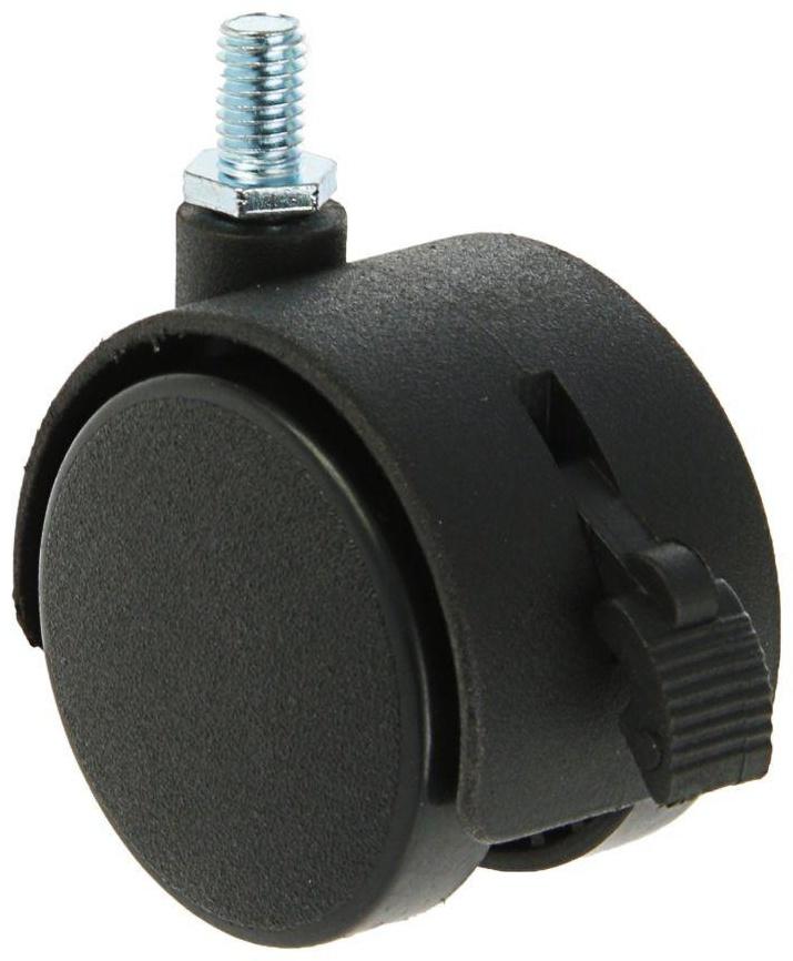 Колесо мебельное, d=50 мм, с футоркой, с тормозом, черный пластик