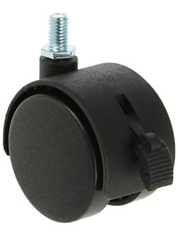 Колесо мебельное, d=50 мм, с футоркой, с тормозом, черный пластик