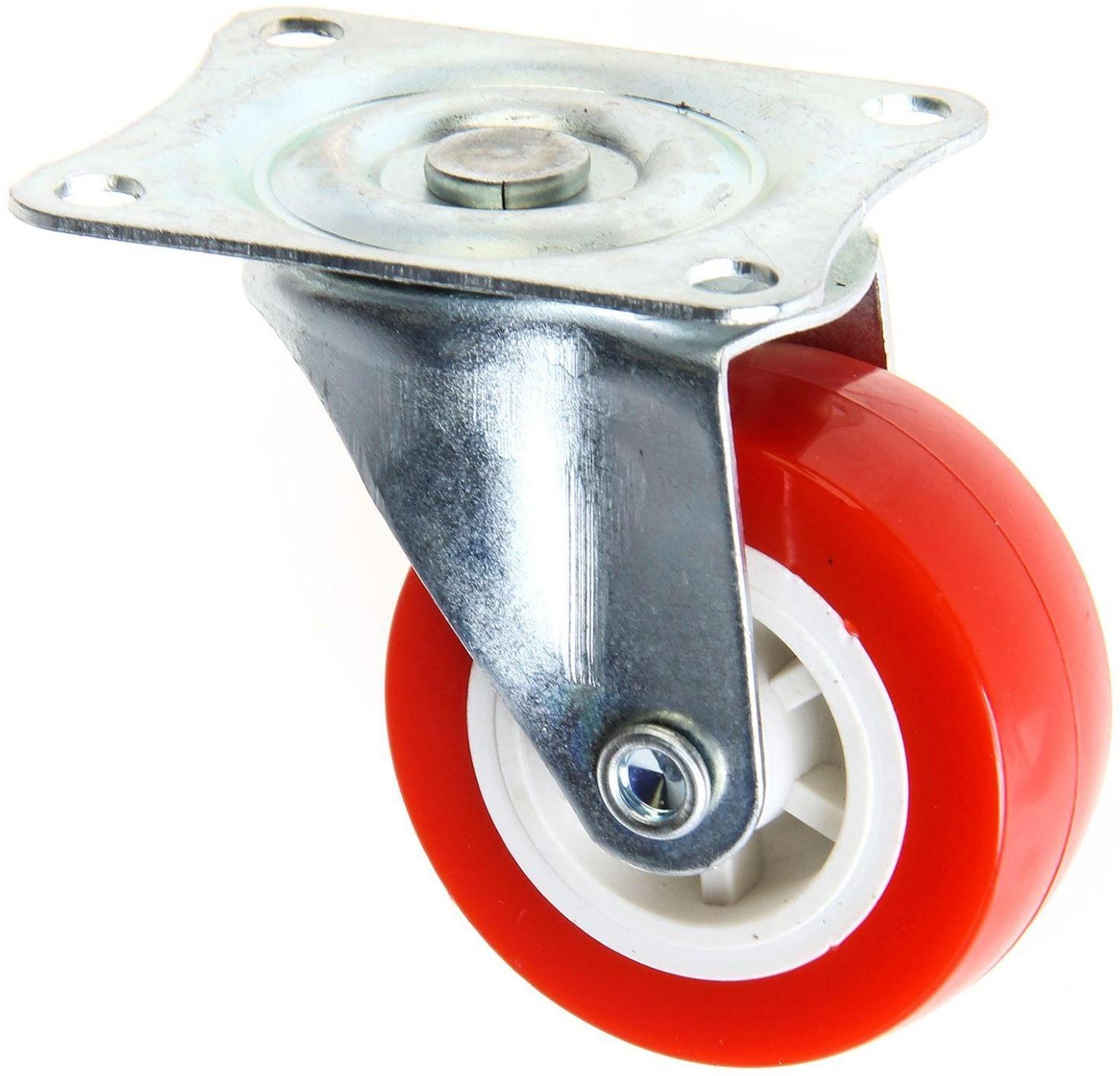 Колесо мебельное, d=50 мм, без тормоза, красное