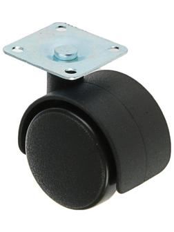 Колесо мебельное 38х38х1,2 мм, d=40 мм, на площадке, без тормоза