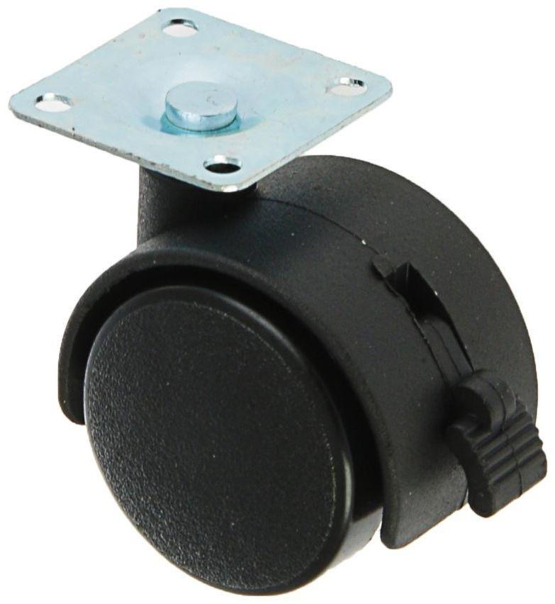 Колесо мебельное, d=40 мм, на площадке, с тормозом