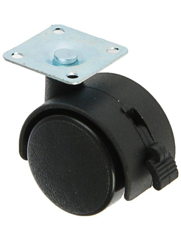 Колесо мебельное, d=40 мм, на площадке, с тормозом