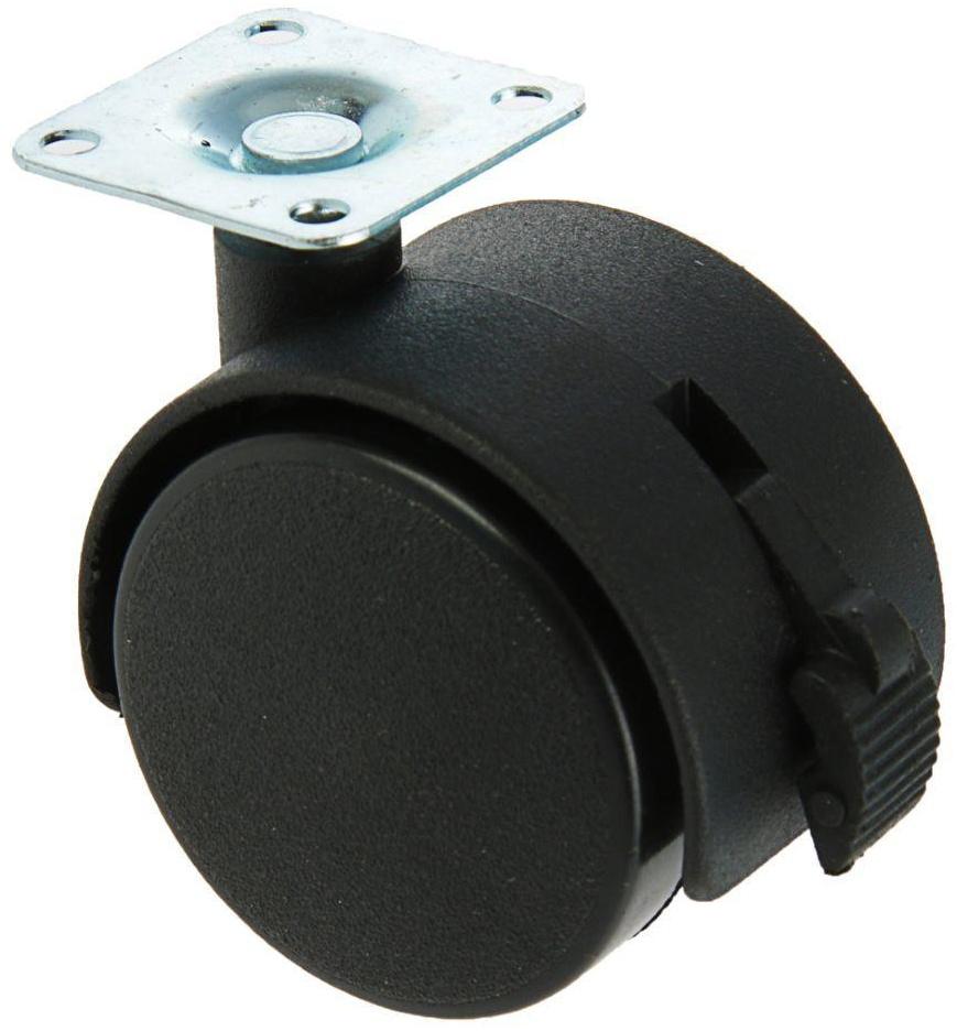 Колесо мебельное, d=50 мм, на площадке, с тормозом