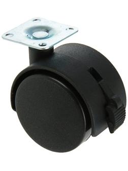 Колесо мебельное, d=50 мм, на площадке, с тормозом