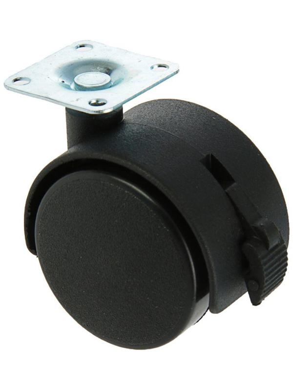 Колесо мебельное, d=50 мм, на площадке, с тормозом