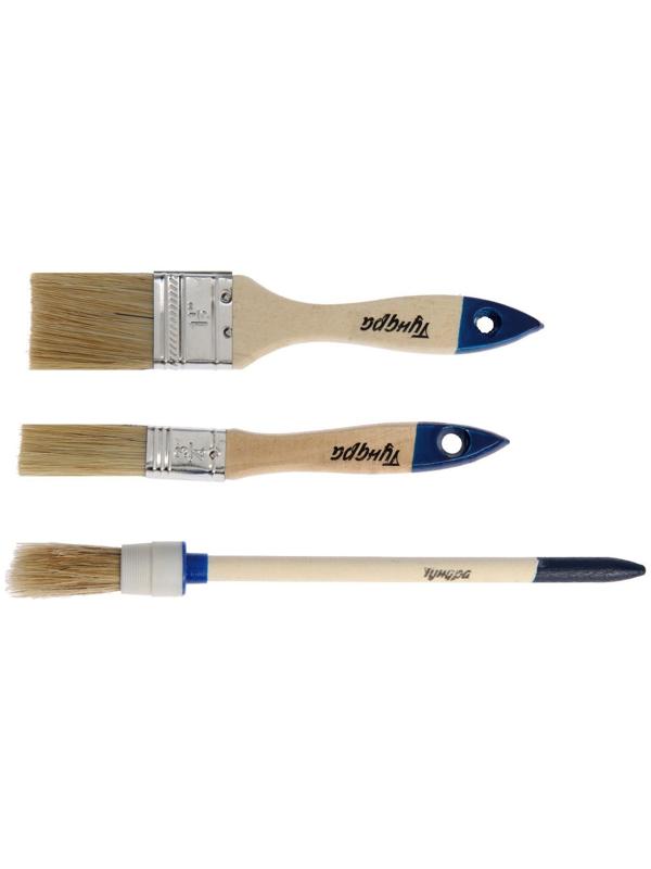 Набор кистей ТУНДРА, плоские, круглая, 20, 38, 20 мм 3 шт.