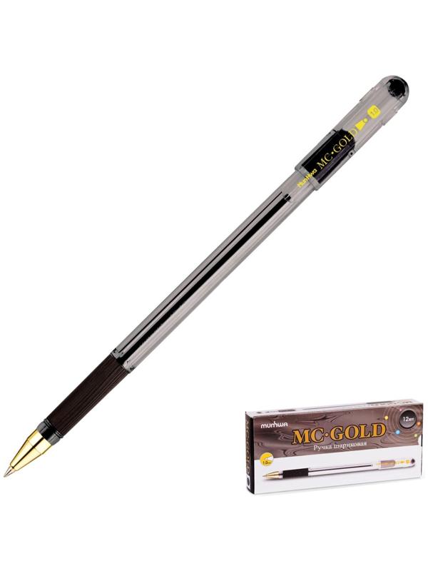 Ручка шариковая MunHwa MC Gold, резиновый грип, чернила чёрные, узел 1.0 мм