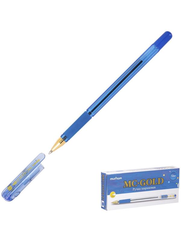 Ручка шариковая MunHwa MC Gold, резиновый грип, чернила синие, узел 1.0 мм