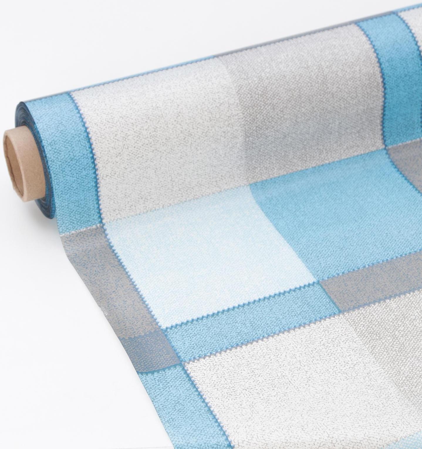 Клеёнка столовая на нетканой основе «Клетка голубая», рулон 25 метров, ширина 130 см