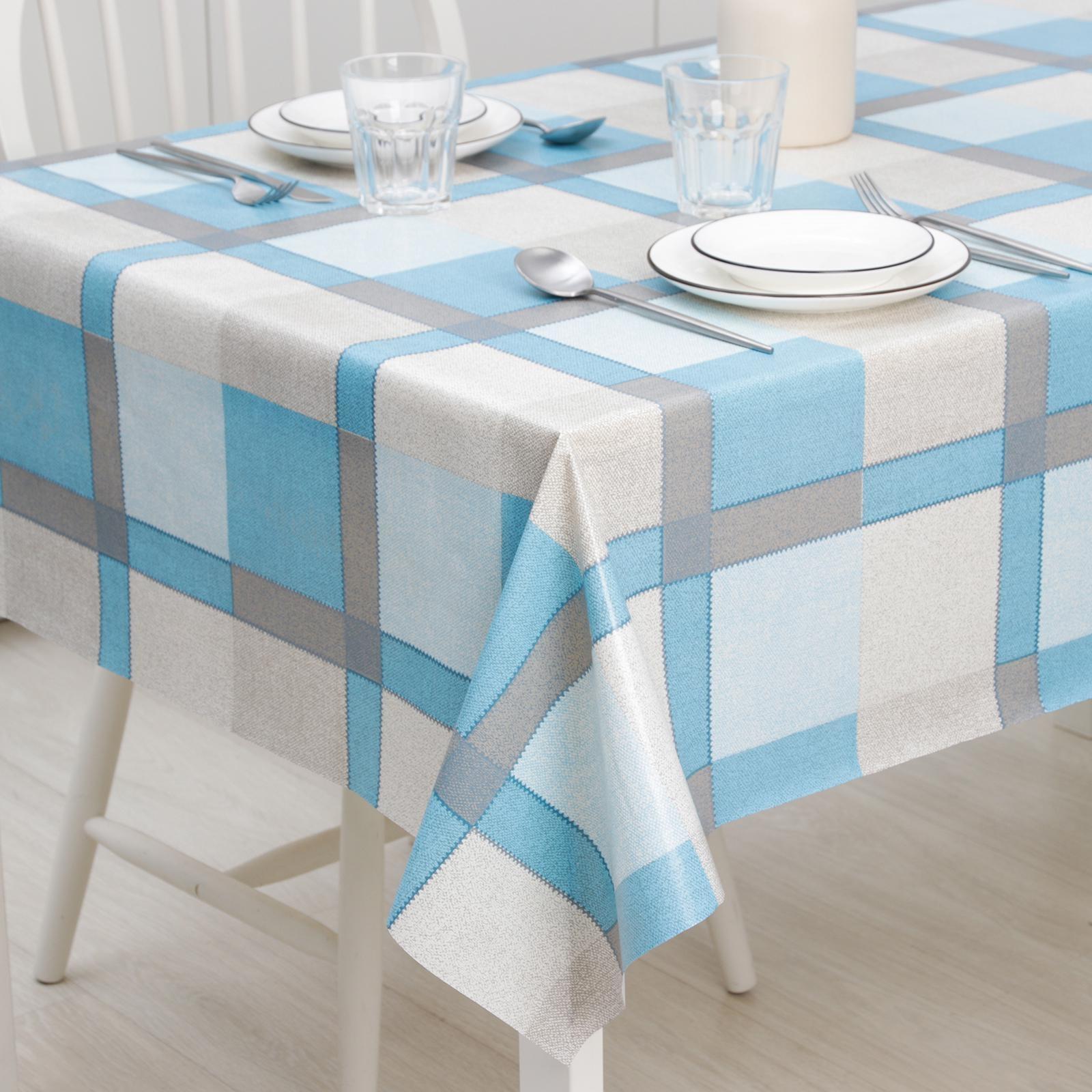 Клеёнка столовая на нетканой основе «Клетка голубая», рулон 25 метров, ширина 130 см