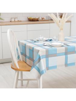 Клеёнка столовая на нетканой основе «Клетка голубая», рулон 25 метров, ширина 130 см