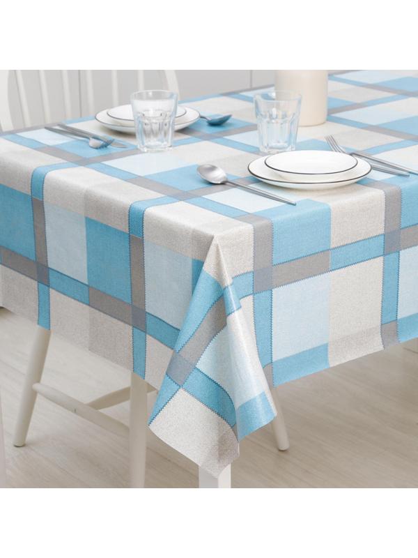 Клеёнка столовая на нетканой основе «Клетка голубая», рулон 25 метров, ширина 130 см