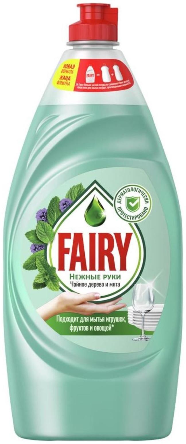 Средство для мытья посуды FAIRY Нежные ручки Чайное дерево и мята, 900 мл