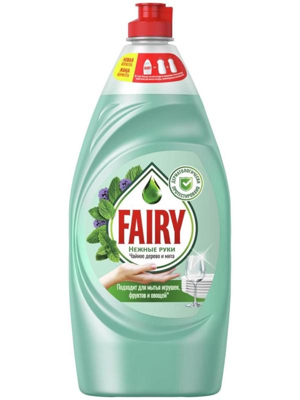 Средство для мытья посуды FAIRY Нежные ручки Чайное дерево и мята, 900 мл