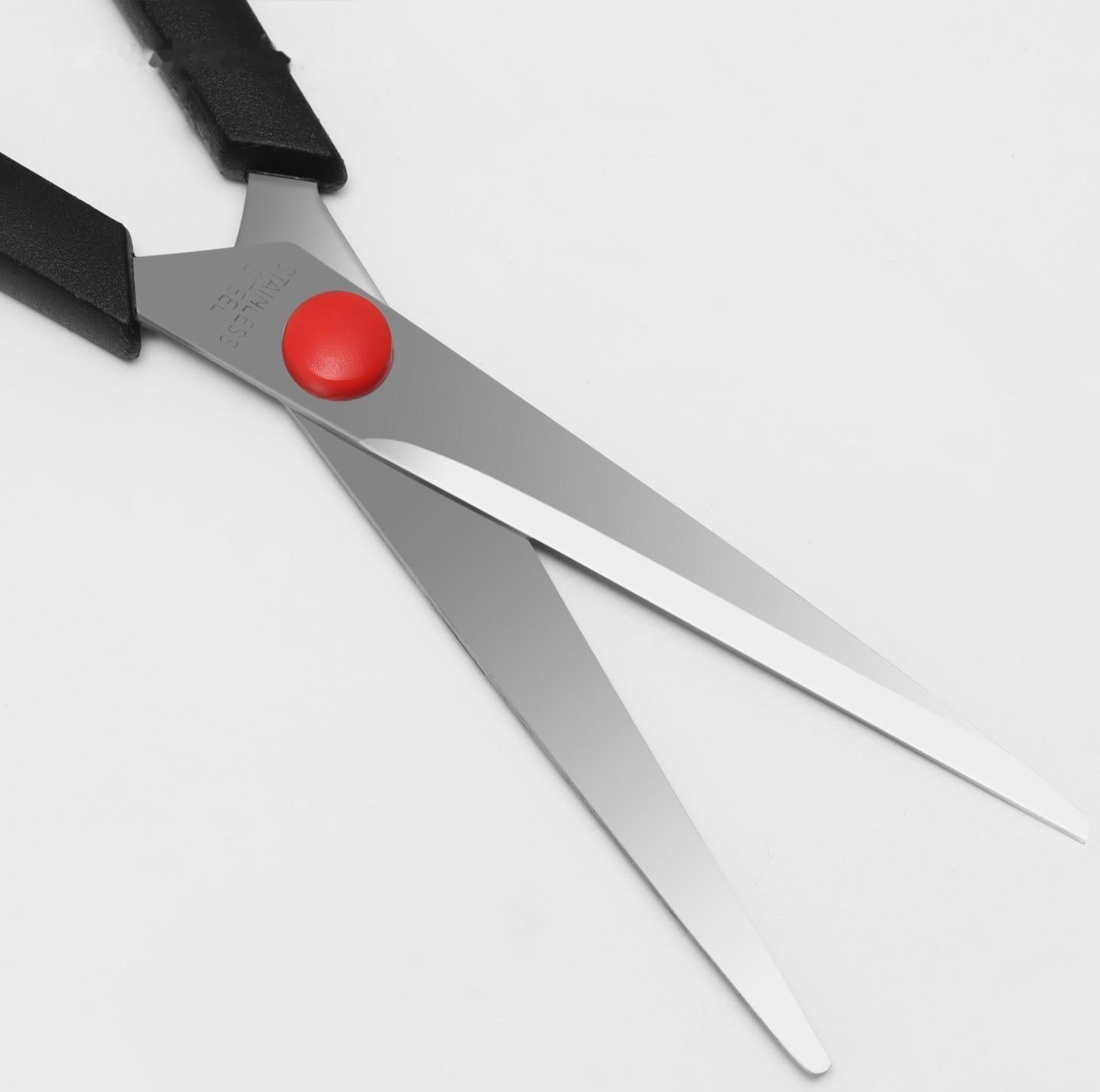 Ножницы парикмахерские с упором, лезвие — 6 см, цвет чёрный/красный