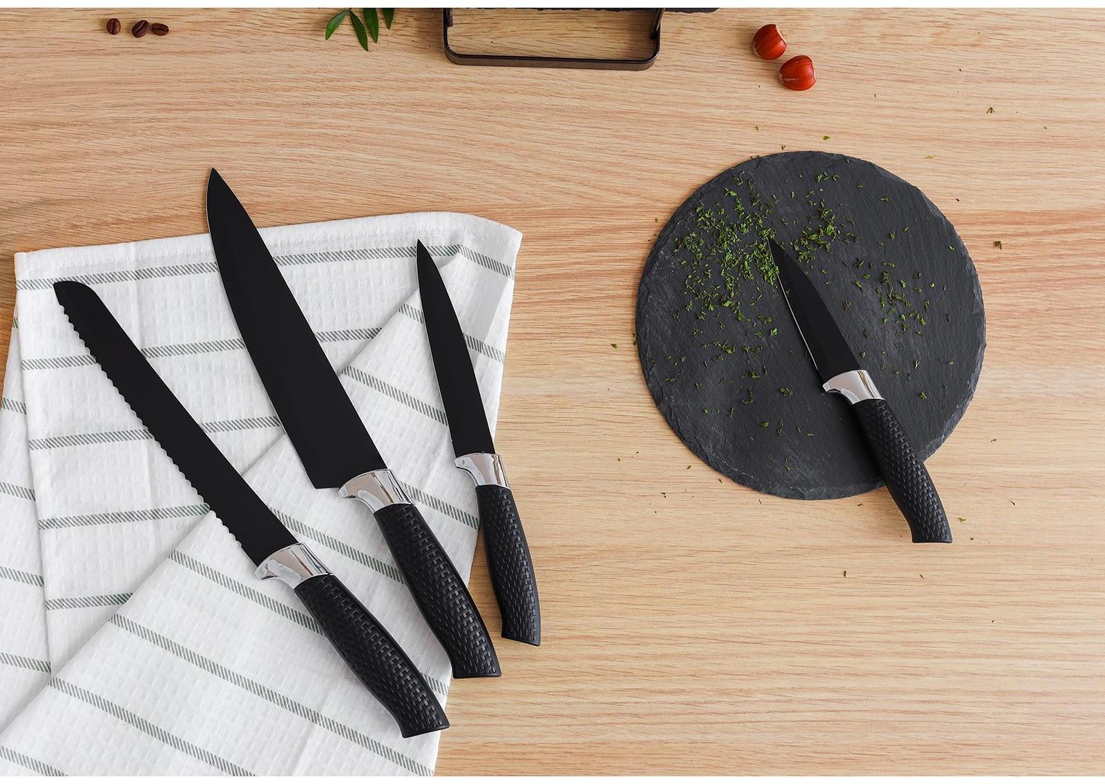 Нож с антиналипающим покрытием Доляна «Супер-блэк», лезвие 13 см, цвет чёрный