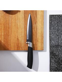 Нож с антиналипающим покрытием Доляна «Супер-блэк», лезвие 13 см, цвет чёрный