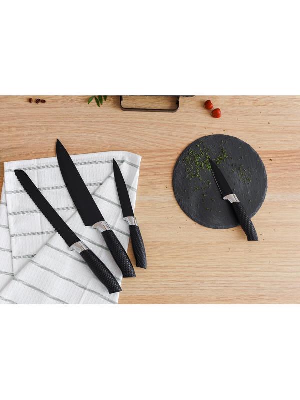 Нож с антиналипающим покрытием Доляна «Супер-блэк», лезвие 13 см, цвет чёрный