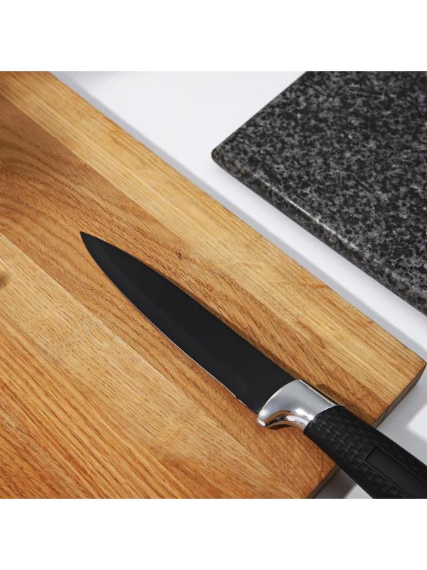 Нож с антиналипающим покрытием Доляна «Супер-блэк», лезвие 13 см, цвет чёрный