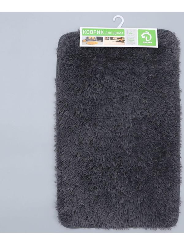 Коврик для ванной прямоугольный Доляна «Пушистик», 50×80 см, цвет серый