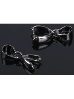 Держатель для кулона, зажим, К214, (набор 5шт) 14*6 мм, цвет серый