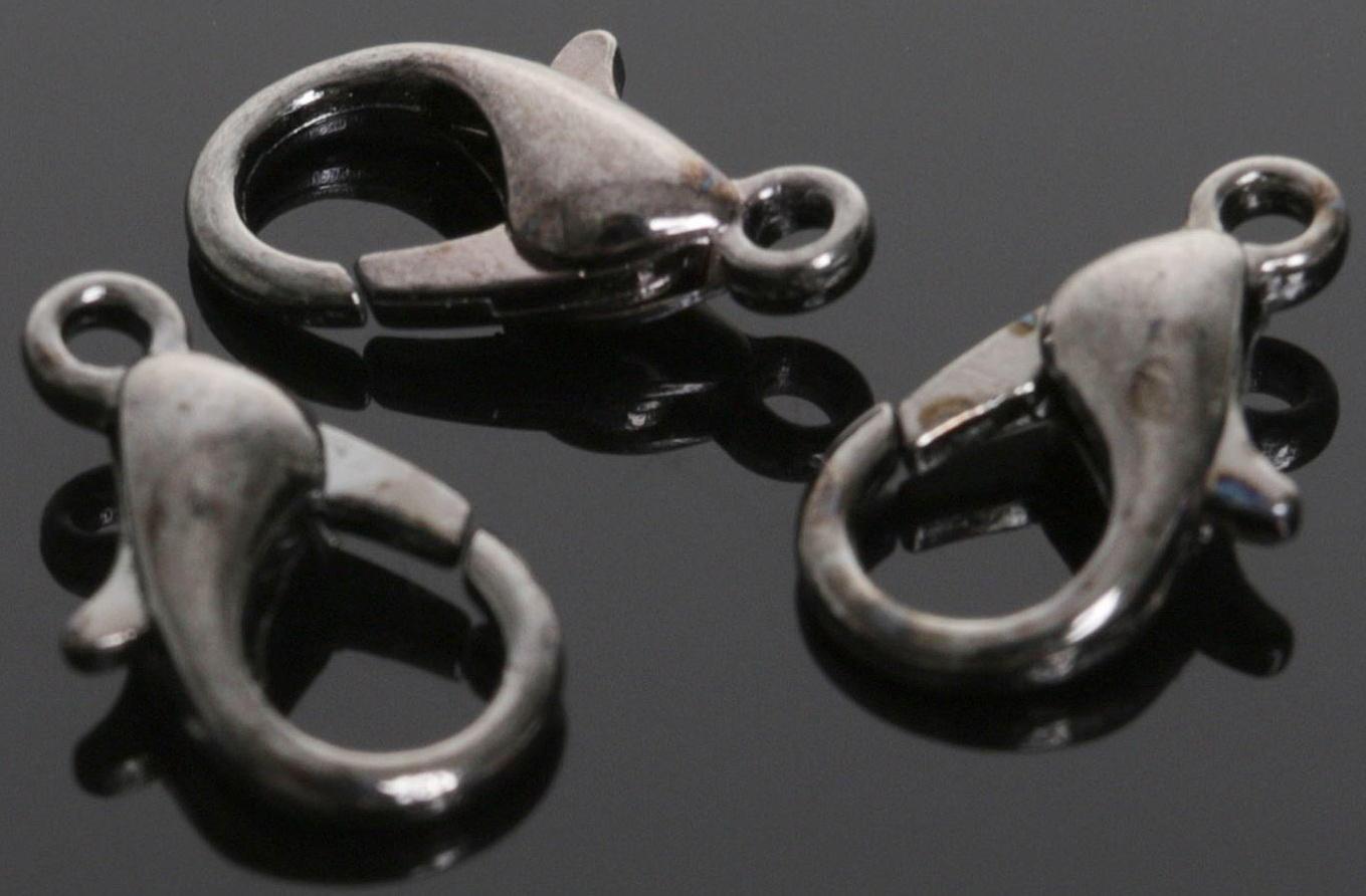 Замок-карабин СМ-536, (набор 10 шт), 12 х 7мм, цвет серый