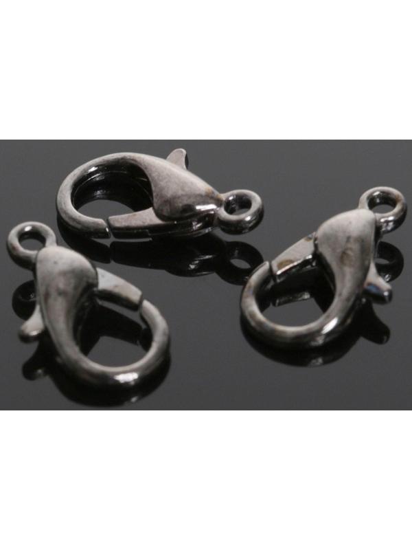 Замок-карабин СМ-536, (набор 10 шт), 12 х 7мм, цвет серый