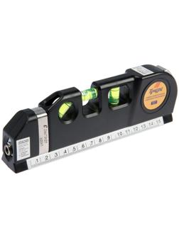 Уровень универсальный 4 в 1 ТУНДРА, лазерный, пузырьковый, рулетка 2.5 м, линейка 150 мм