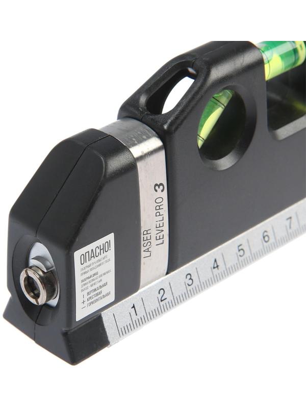 Уровень универсальный 4 в 1 ТУНДРА, лазерный, пузырьковый, рулетка 2.5 м, линейка 150 мм