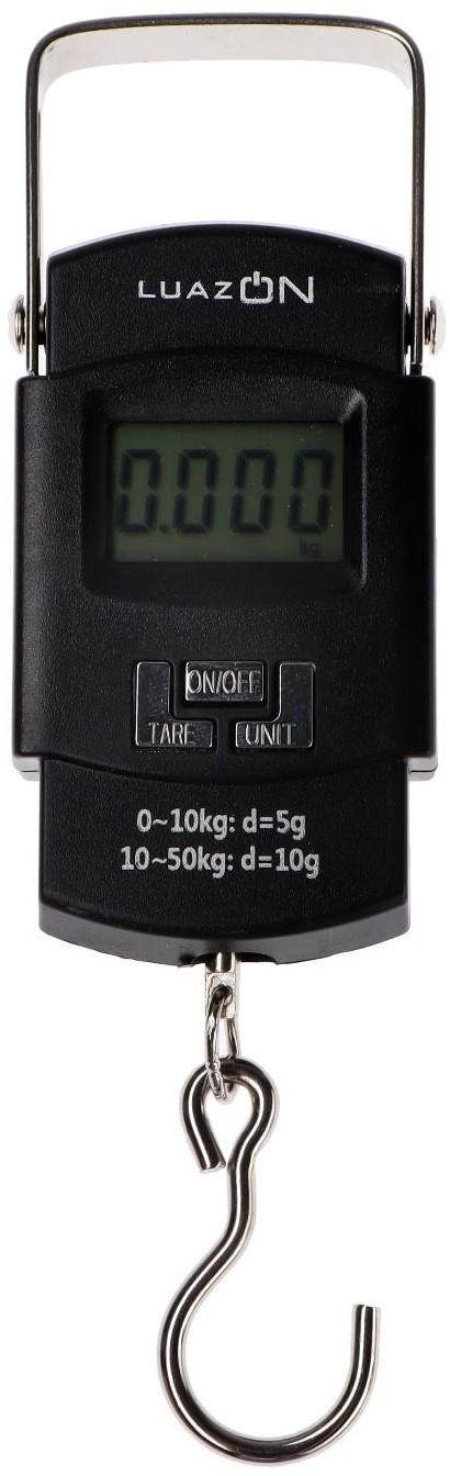 Весы-безмен LuazON LV-505, электронный, до 50 кг, точность до 10 г, подсветка, чёрный