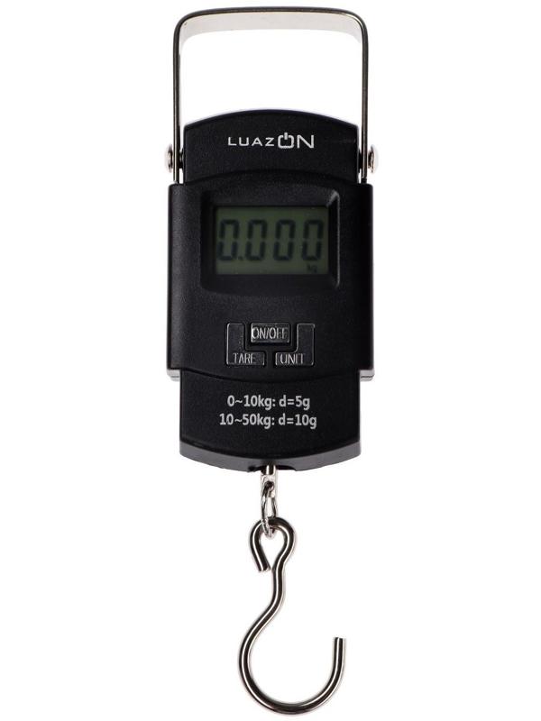 Весы-безмен LuazON LV-505, электронный, до 50 кг, точность до 10 г, подсветка, чёрный