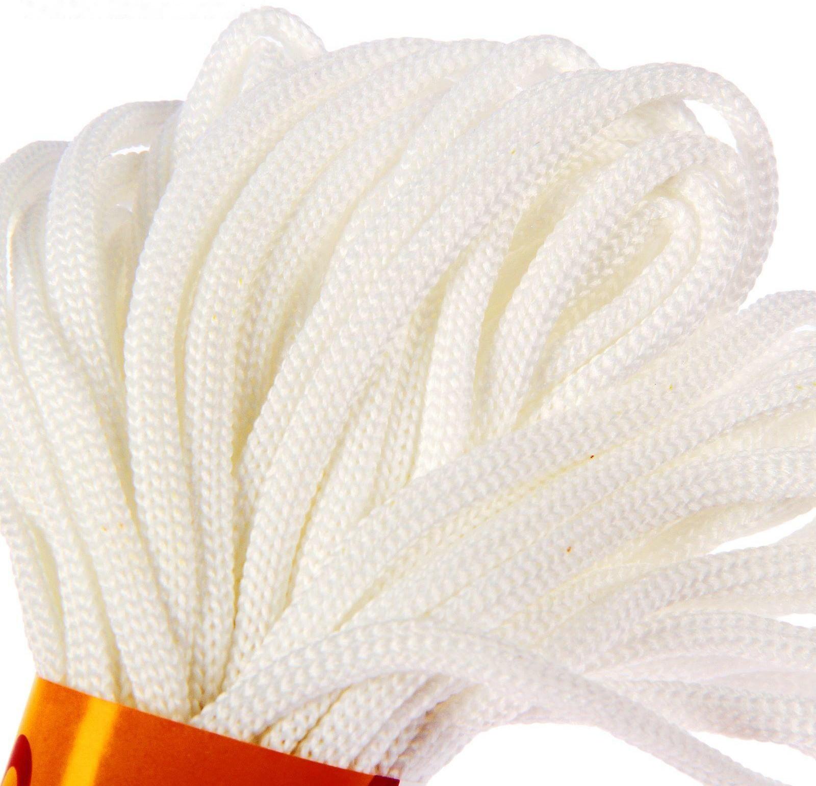 Шнур бытовой, полиэфир, d=4 мм, 20 м, цвет белый