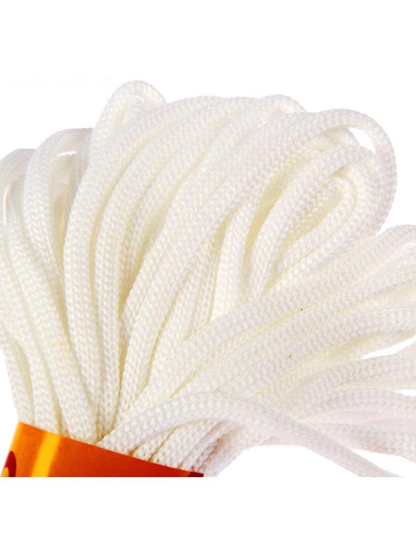 Шнур бытовой, полиэфир, d=4 мм, 20 м, цвет белый