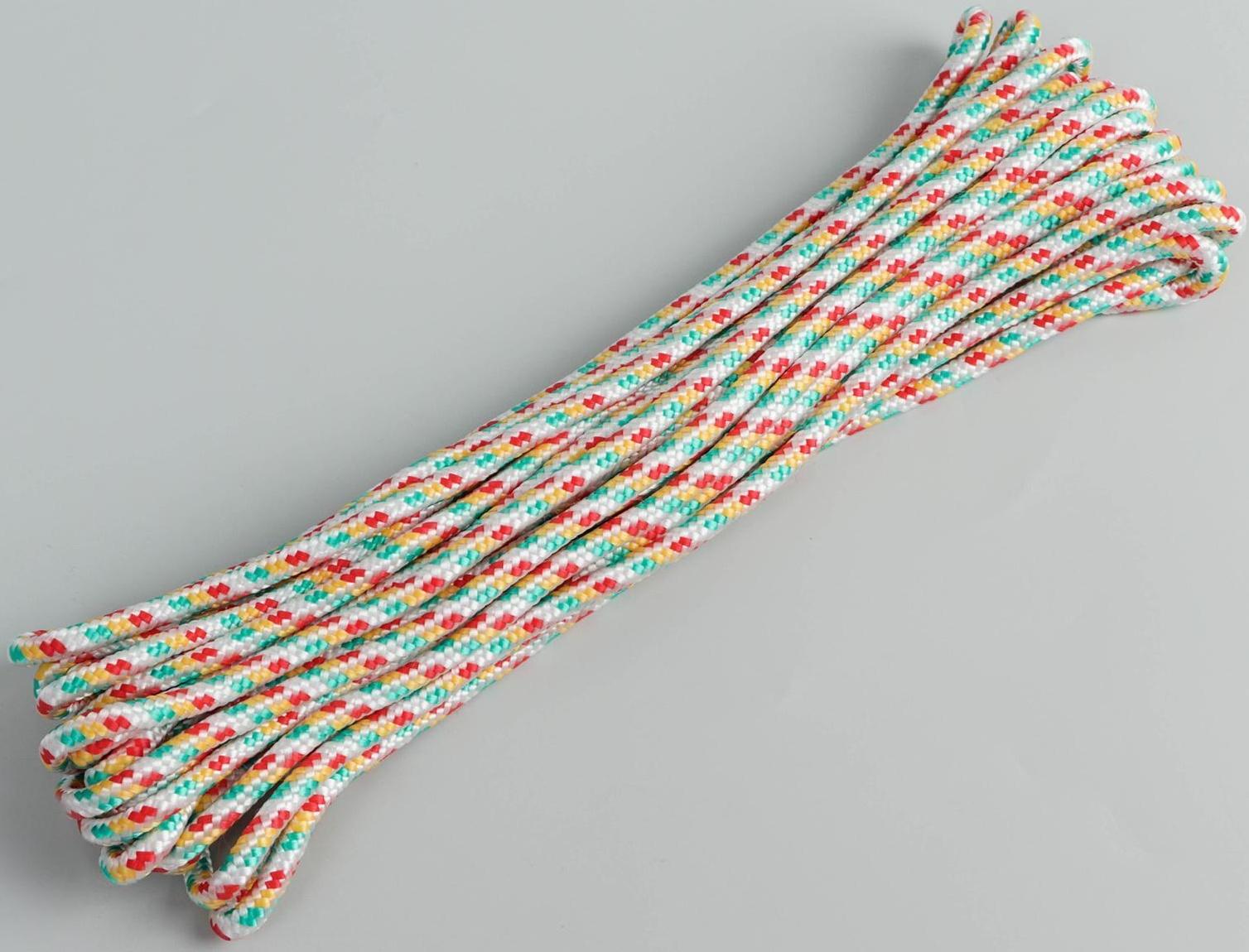 Шнур высокопрочный, d=6 мм, 10 м, цвет МИКС