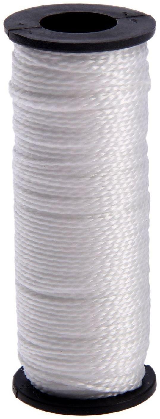 Нить кручёная 2-х прядная ПП, d=1,3 мм, 50 м, цвет белый