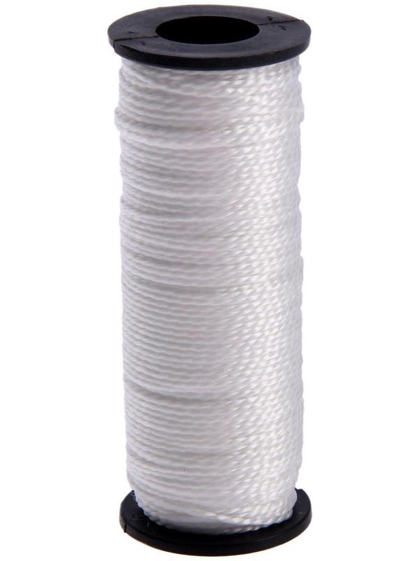 Нить кручёная 2-х прядная ПП, d=1,3 мм, 50 м, цвет белый
