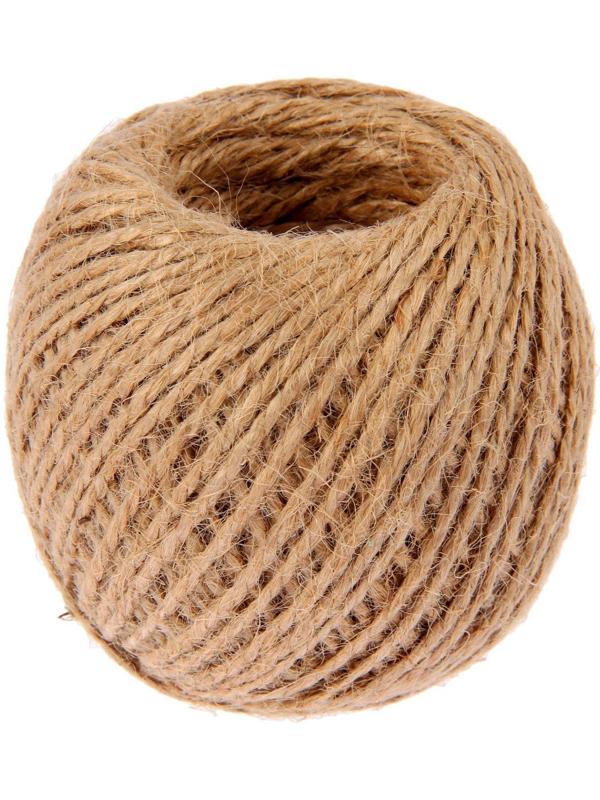 Шпагат джутовый, скрученный d=1,5 мм, 60 м, цвет натуральный